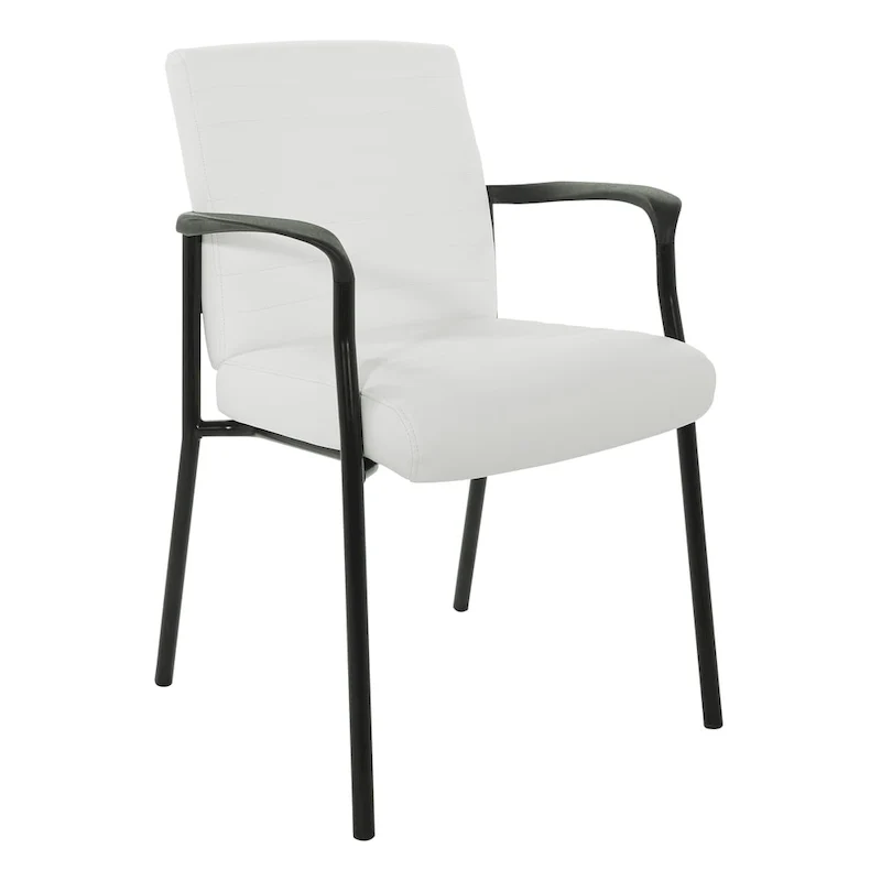 Guest Chair in Faux Leather and Black Frame