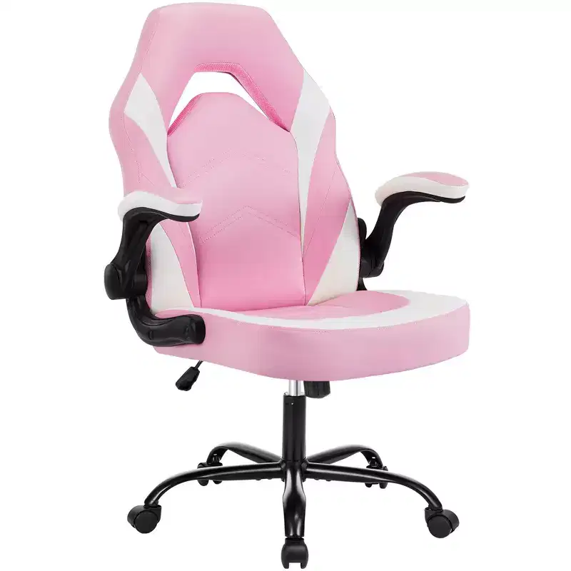 Sedia da gaming girevole per computer, sedia ergonomica da ufficio in pelle PU con supporto lombare