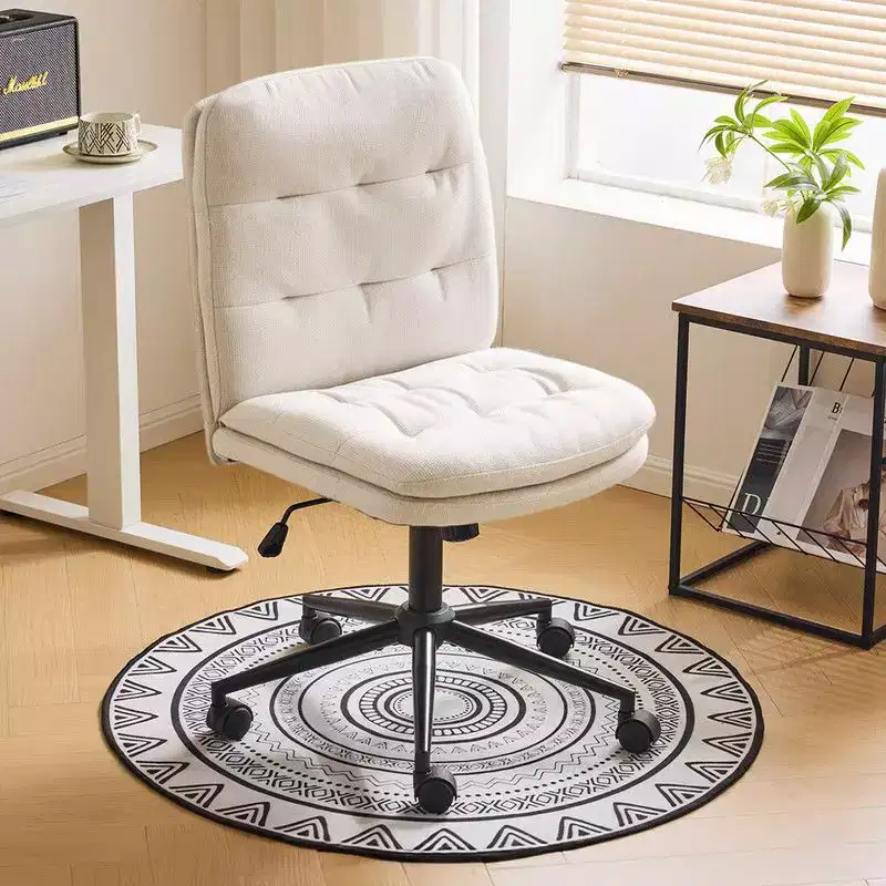 Upholstered Armless Office Desk Chair with Wheels