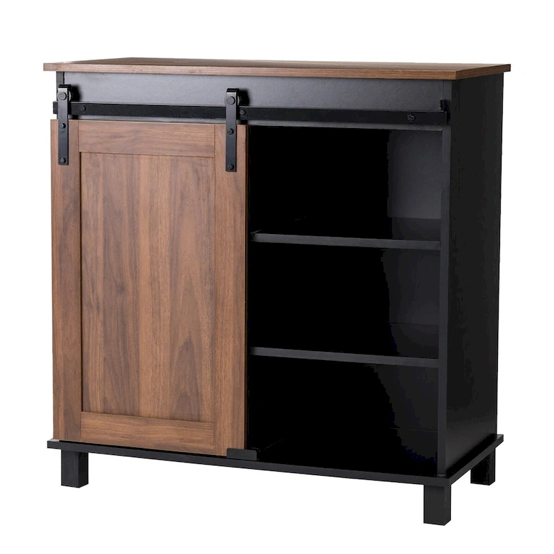 Glitzhome 32.25H Mid Centry Modern Industrial Bar Cabinet Buffet Sideboard