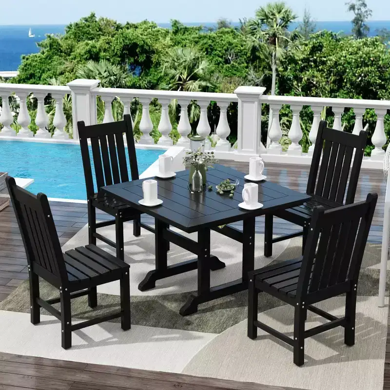 WestinTrends 5 Piece Outdoor Patio Dining Set Outdoor Square Table and Chair Set