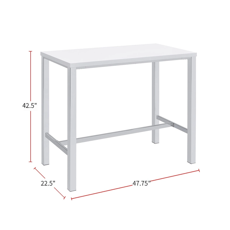 5 Piece Bar Height Dining Set in White and Chrome