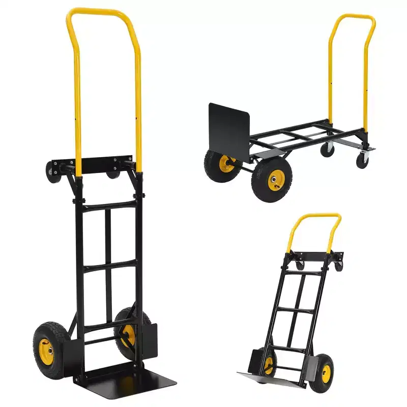Dolly Cart with Wheels - 400LB Capacity Heavy Duty Hand Truck with 4 Non-Flat Wheels, 2-in-1 Hand Cart