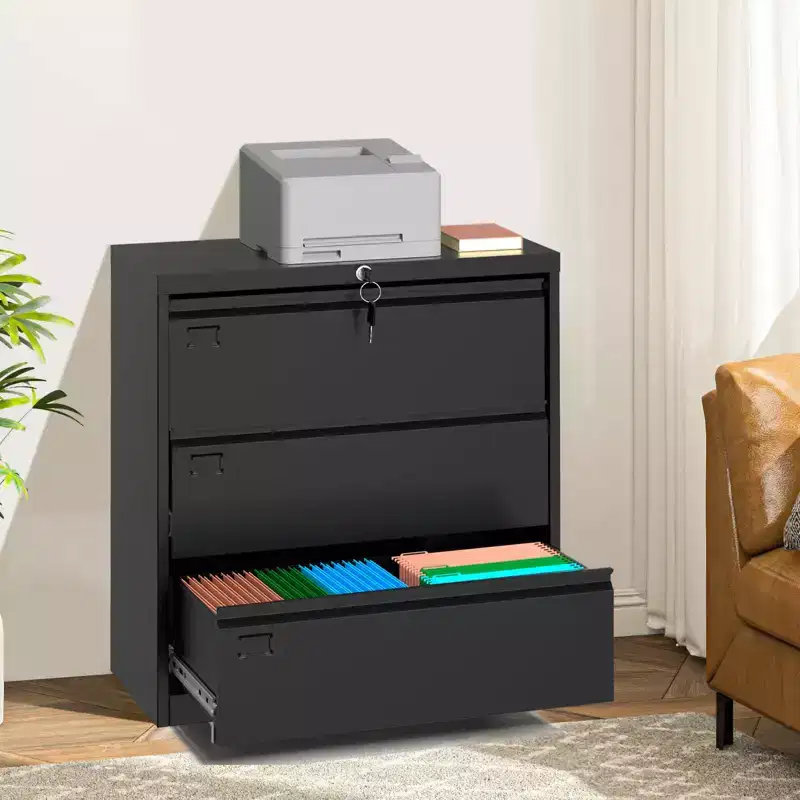 1 Cold Rolled Steel 40Inch Height 3 Drawers Metal File Cabinet [3 Drawers Standard Lateral Filing Cabinet] Steel Plate With Coating