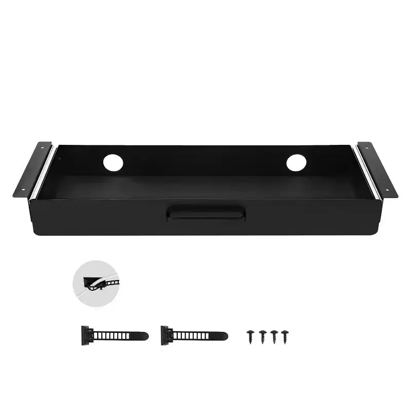 22 Wide Under Desk Drawer Slide Out, Under Desk Mounted Pull-out Drawer Attachment, Hidden Desktop Storage Organizer, 25x9x3 in, Black