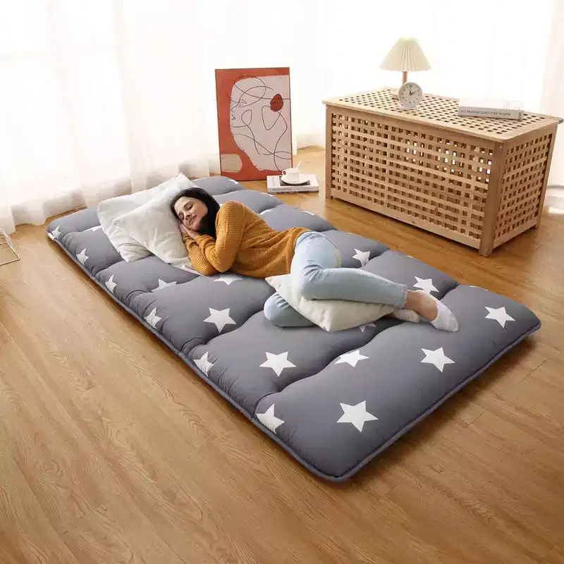Japanese Futon Mattress Floor Mattress - Floral Pattern Tatami Mat, Sleeping Pad for Camping/Travel
