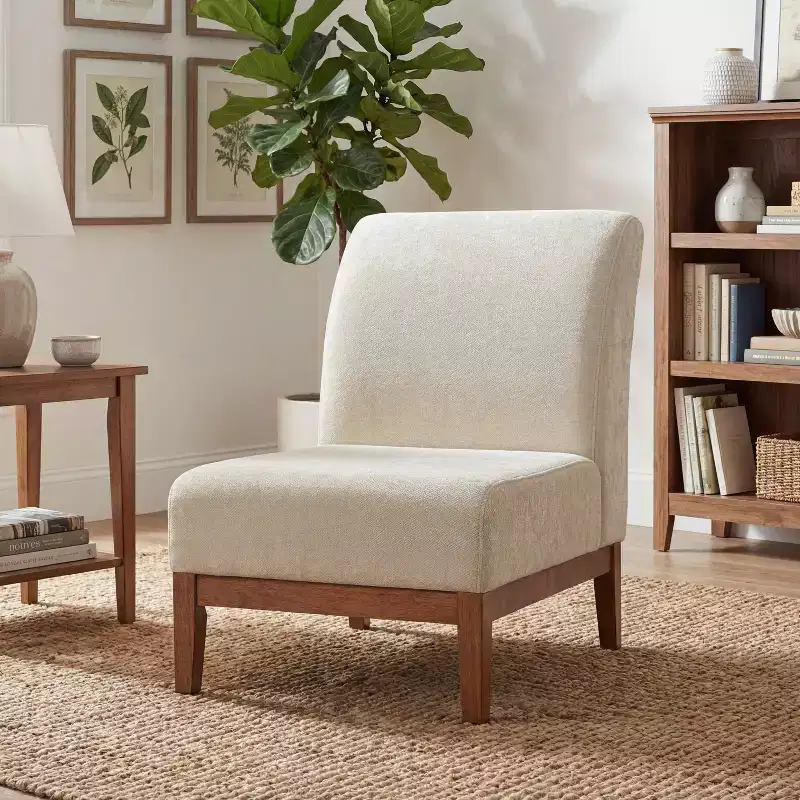 Christopher Knight Home Hyejin Modern Rubberwood Upholstered Accent Chair with Curved Backrest