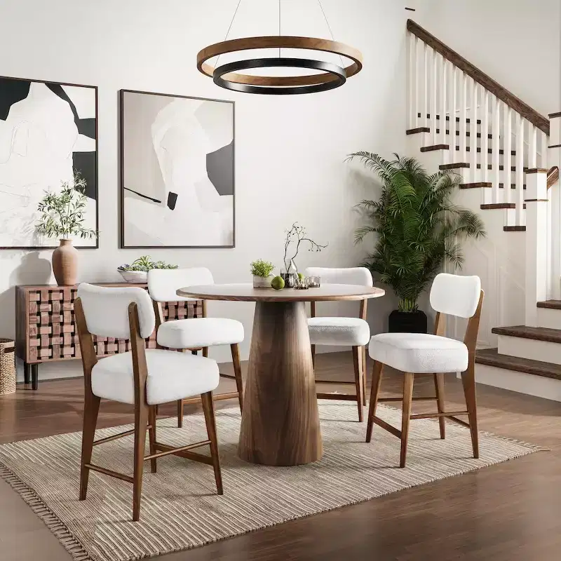Wes Mid-Century Modern Boucle Upholstery Counter Barstool (2 Barstools)