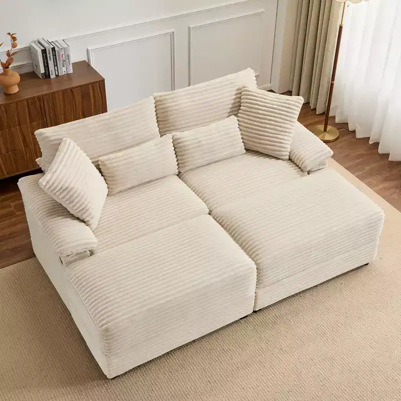 Whisen Double Chaise Lounge Set with Reversible Ottoman and Storage