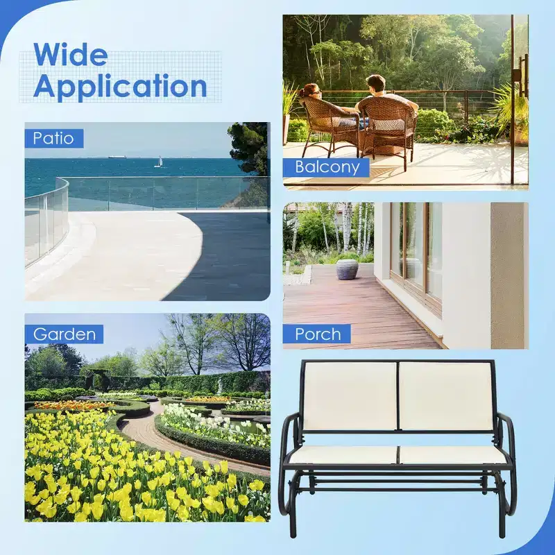 Costway Patio Swing Glider Bench Loveseat Rocking Chair Backyard Poolside