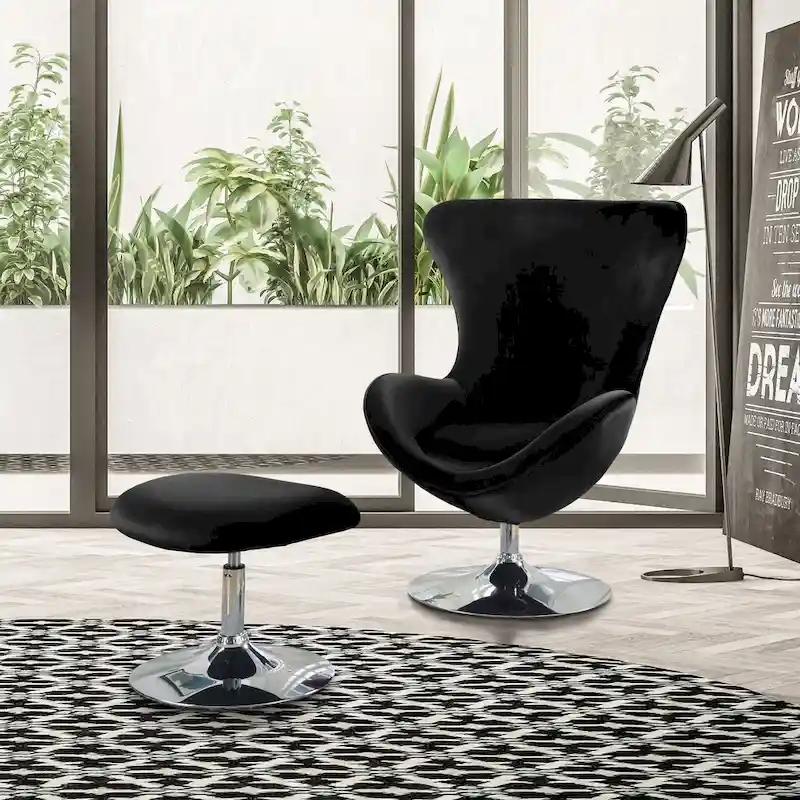 Cher Modern Fabric 2-piece Accent Chair and Ottoman Set by Furniture of America