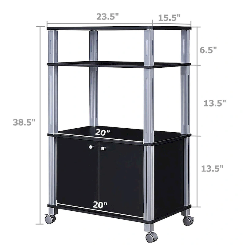 Rolling Kitchen Baker Rack Microwave Oven Stand Utility Shelf w Wheels