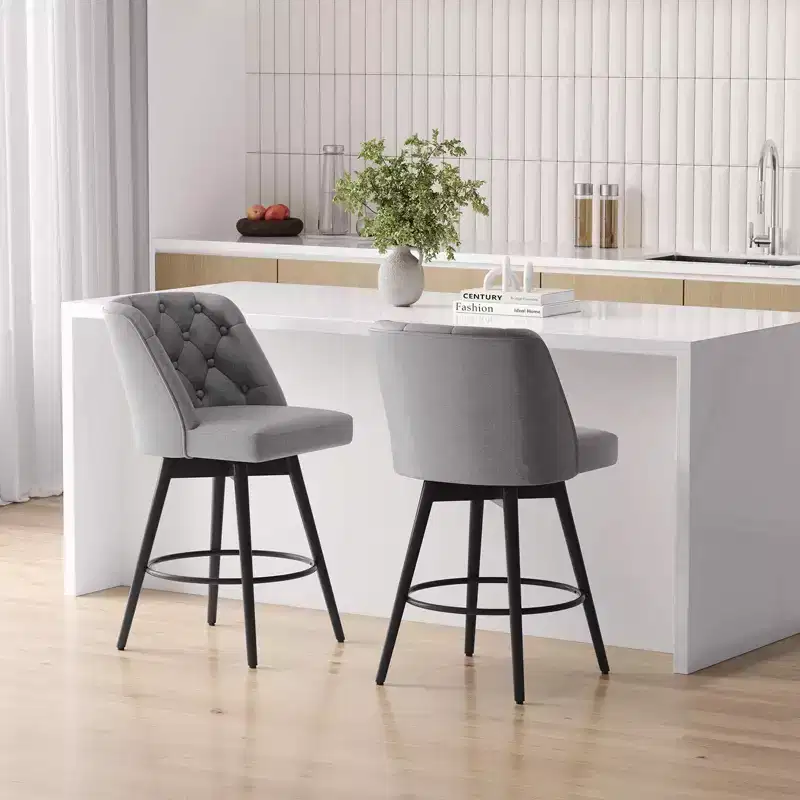 Bar Stools with Backs, 26 Counter Height Bar Stools Set of 2, Modern Kitchen Island Chairs