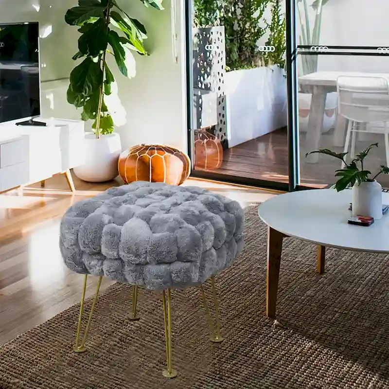 FoxFauxFur Pouf Stool