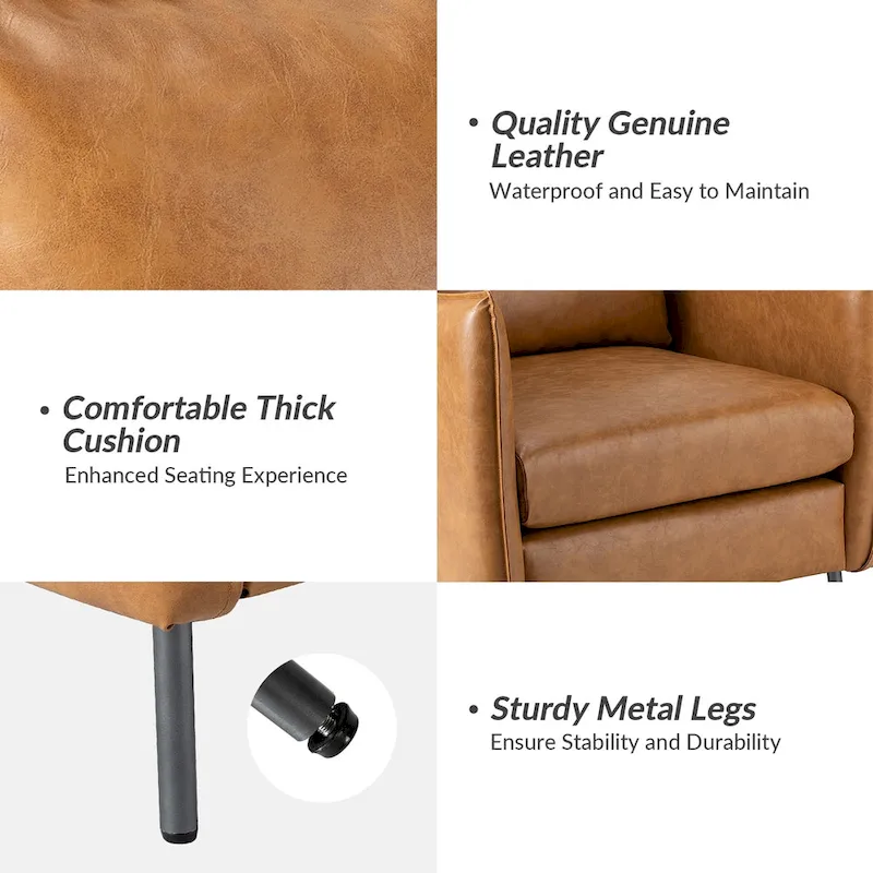 Jaime Modern Vegan Leather Accent chair with Metal Legs Set of 2 by HULALA HOME