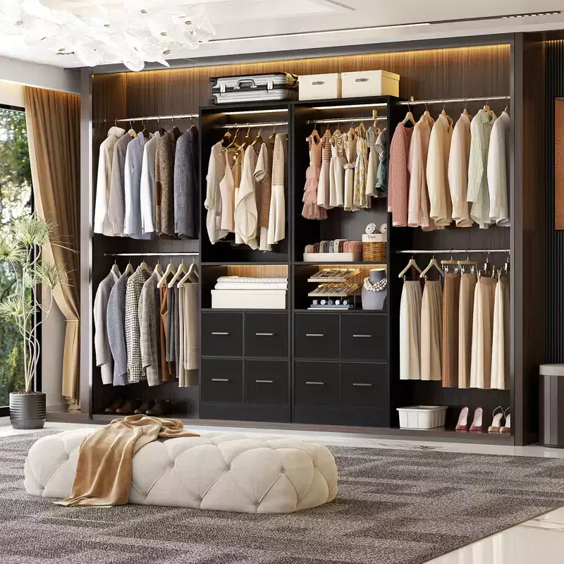 25 To 103 Closet System with Four Farbric Drawers