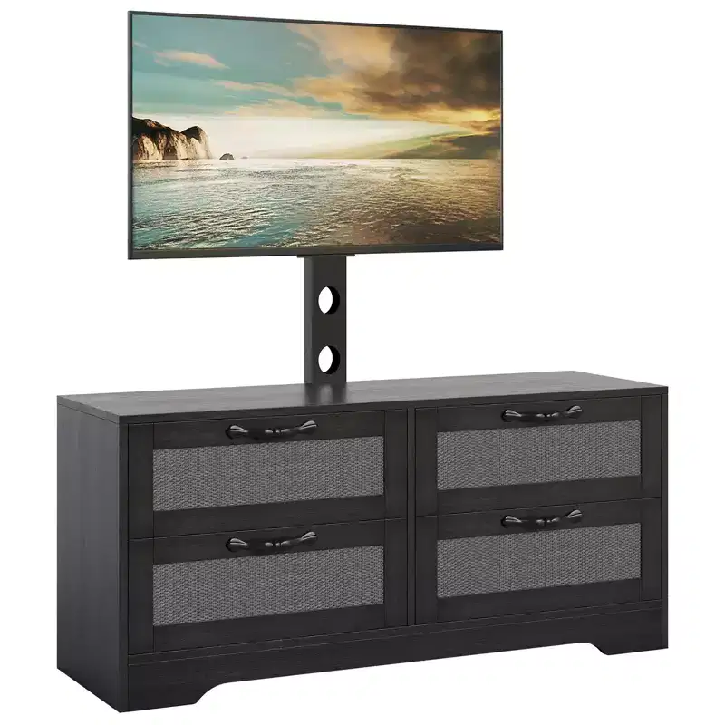 4 Drawer Dresser TV Stand with Mount for TVs Up to 70 Inch for Living Room, Bedroom