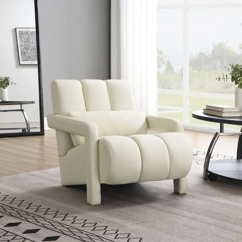 Modern Linen Upholstered Accent Chair with 1 Pillow, Set of 1