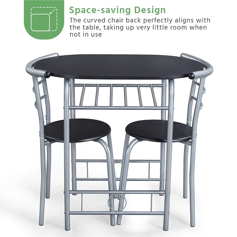 Yaheetech Modern Round Dining Table Set, 3 Piece Dining Room Sets