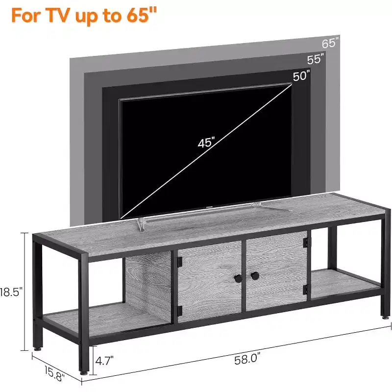 Modern Farmhouse TV Stand for Living Room with Storage Shelves, Entertainment Center Console Table for Bedroom