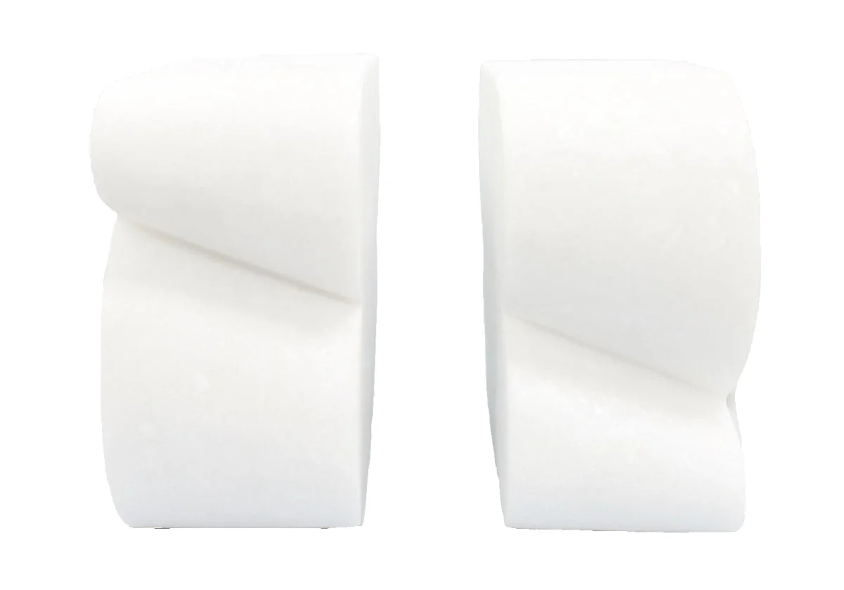 Minimalist Marble Bookends with Raw Slab Form in Black or White for Study & Living Room