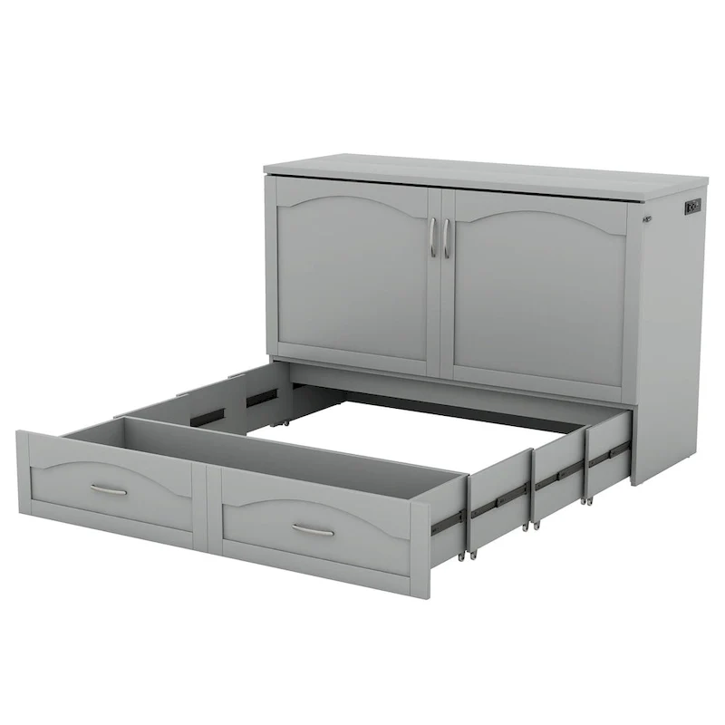Queen/Full Size Murphy Bed with drawer and a set of Sockets & USB Ports