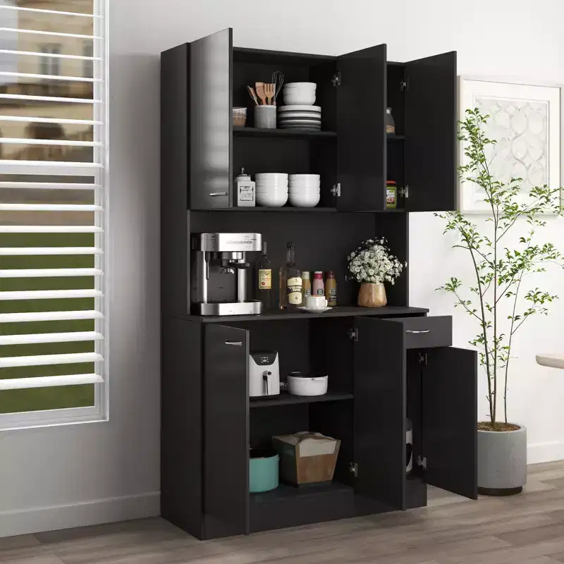 CLIHOME 70.87 6 Doors Tall Wardrobe Storage Cabinets, Kitchen Sideboard Buffet Cabinet