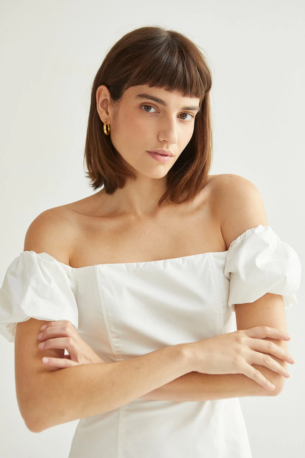Off Shoulder Puff Sleeve Mini Dress