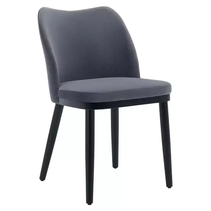 4-Piece dining chair set with soft cushions & sturdy wooden legs. Ideal for dining rooms, kitchens, living rooms -dark grey