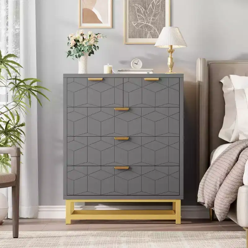 MDF 5-Drawer Dresser with Metal Legs
