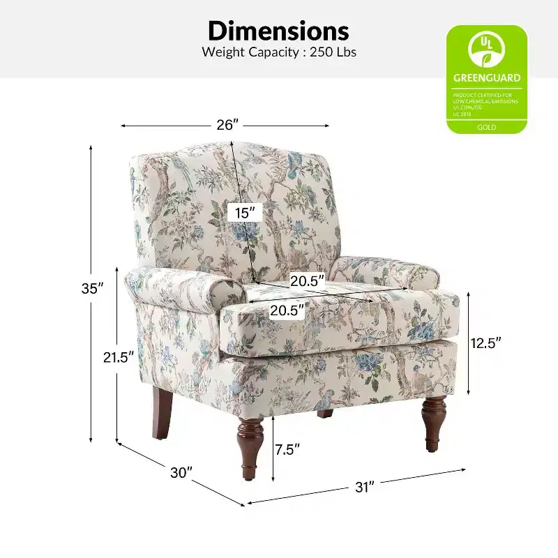 comfy Livingroom Armchair with Solid Wood Legs