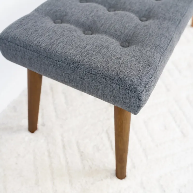 Julianne Mid-Century Modern Fabric Upholstered Bench in Dark Grey