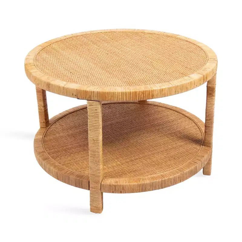 Kate and Laurel Rafina Rattan Round Coffee Table, 28x28x18, Natural