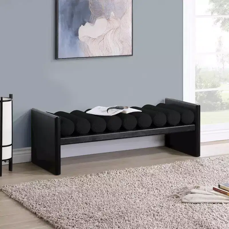 Meridian Furniture,Waverly Boucle Fabric Bench