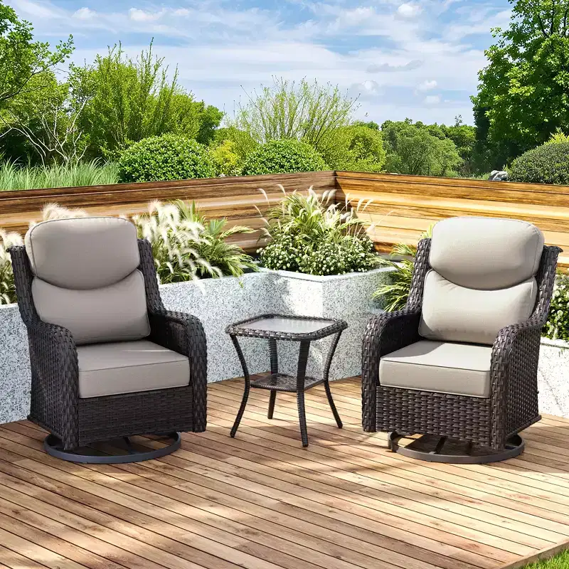 UPTIOT 2-person Outdoor Rattan Seating Group With Cushions