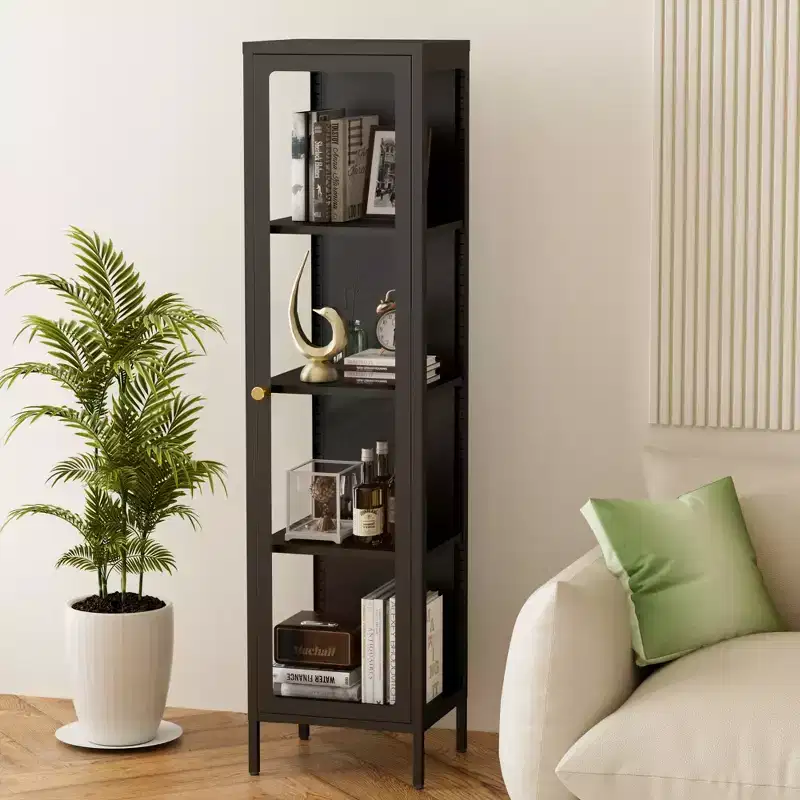 Bekrvio 63H 3-Side Glass Display Cabinet with Adjustable Shelves,4-Layer Storage for Collectibles, Ideal for Small Spaces