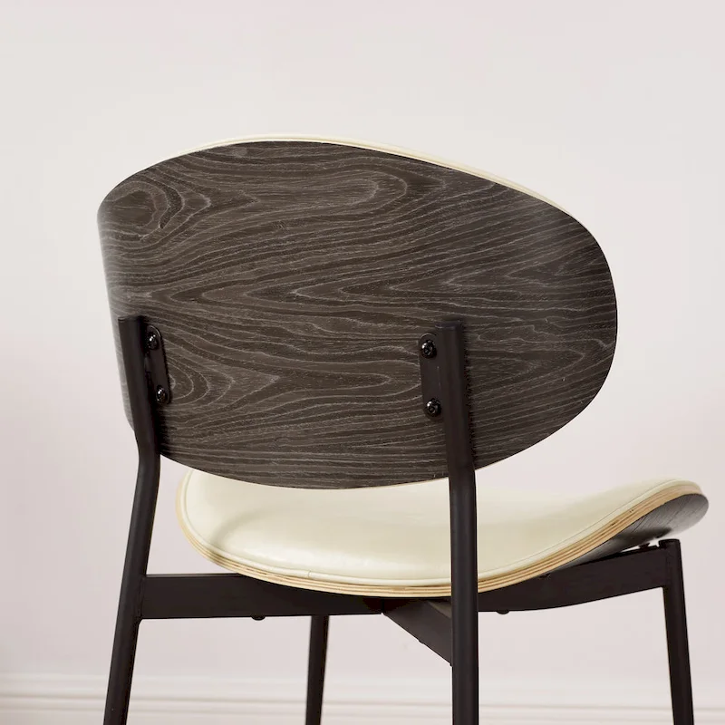 Art Leon Set of 4 Mid-century Wood and Faux Leather Dining Chairs