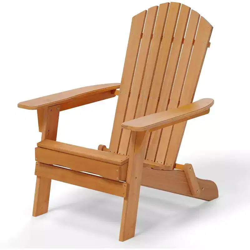 VINGLI Folding Adirondack Chair, Wood Adirondack Chairs for Outdoor, Foldable Fire Pit Chairs for Patio, BBQ, Porch, Yard, Pool