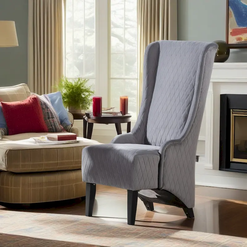 Christopher Knight Home - Evelyn High-Back Velvet Wingback Chair with Wooden Legs