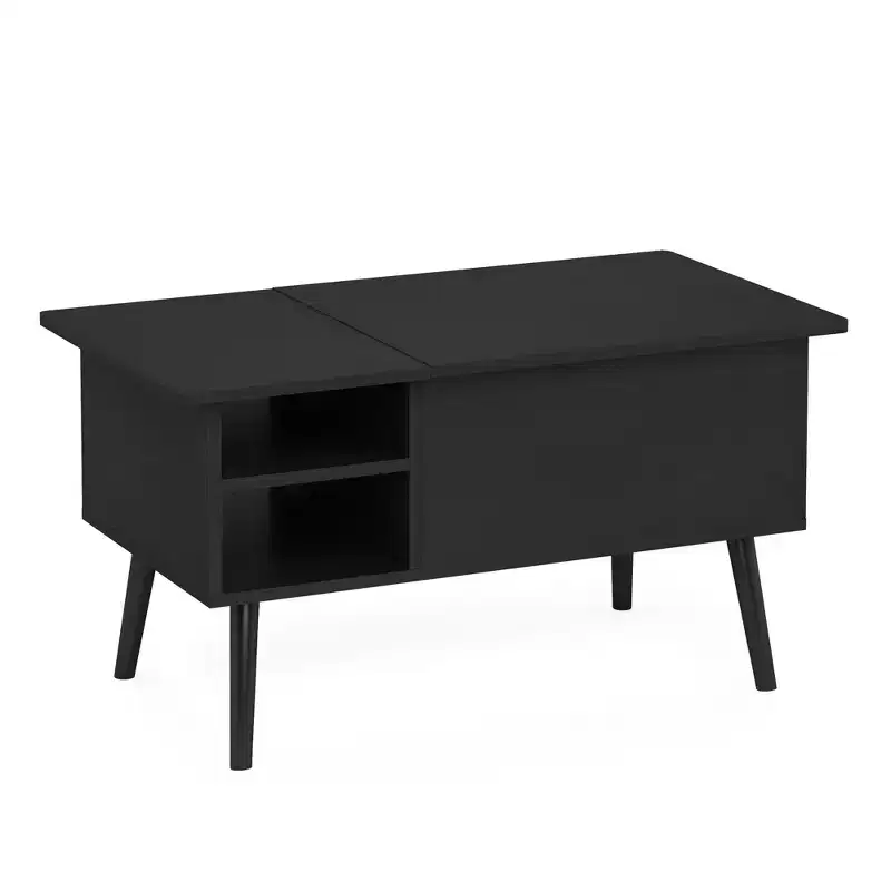 HOMLUX Lift Top Coffee Table with Hidden Storage, Side Shelf, Black/Brown/Gray