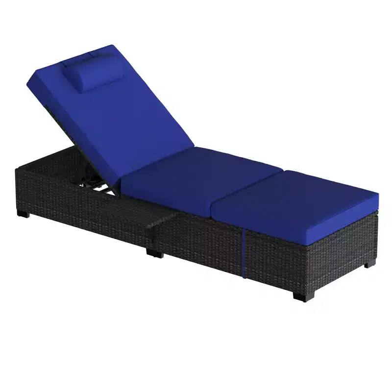 COZONY Patio Chaise Lounge Chair Set of 2, Outdoor Rattan Wicker Chaise Loungers with Adjustable Reclining and Cushions
