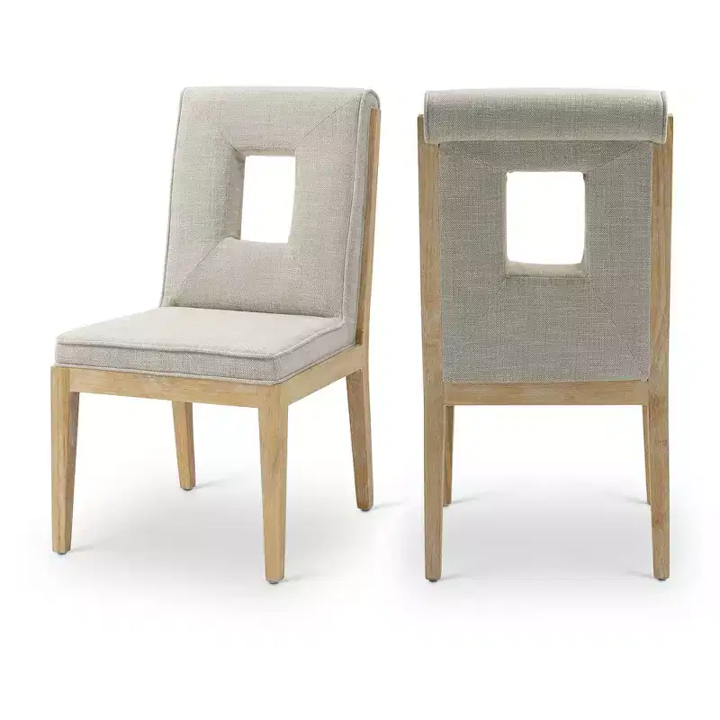 Meridian Furniture,Gwendolyn Linen Textured Fabric Dining Side Chair, Set of 2