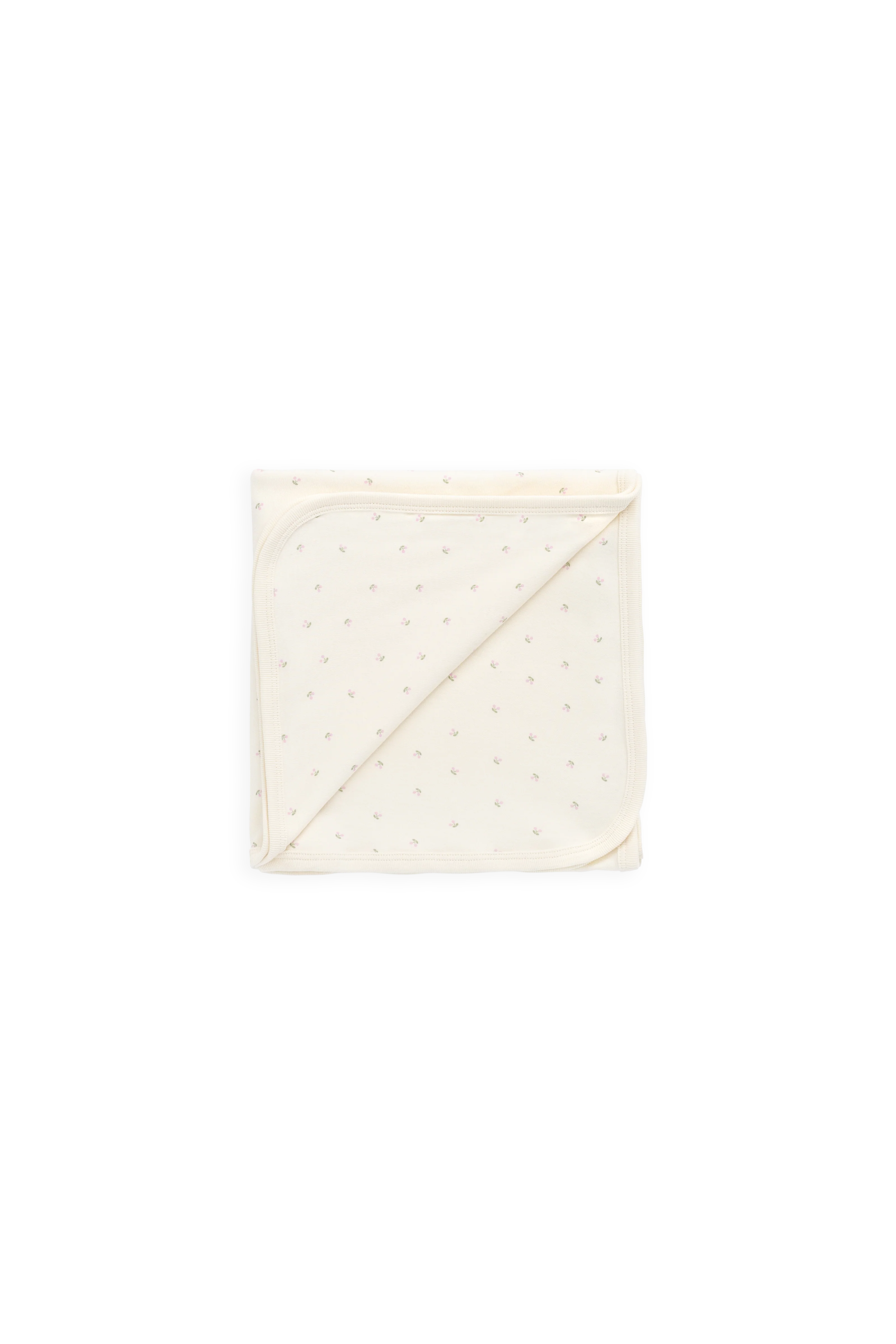 Delicate Cream Cherry-Print 100% Organic Cotton Baby Blanket for Nap Time & Stroller 39x39