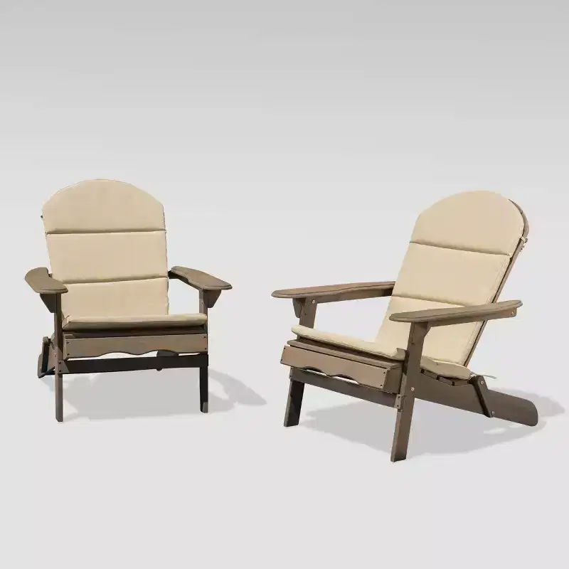 Malibu 2pk Acacia Wood Adirondack Chairs - Gray/Khaki - Christopher Knight Home