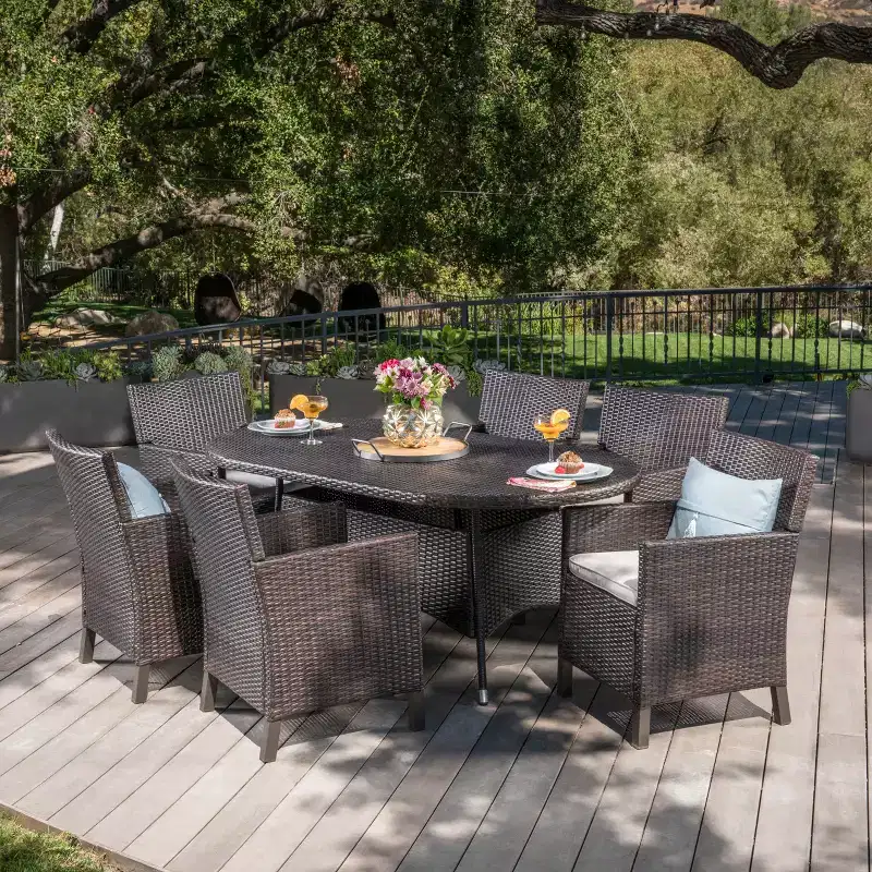 Christopher Knight Home Cypress Outdoor Wicker 7 Piece Dining Set with Cushion