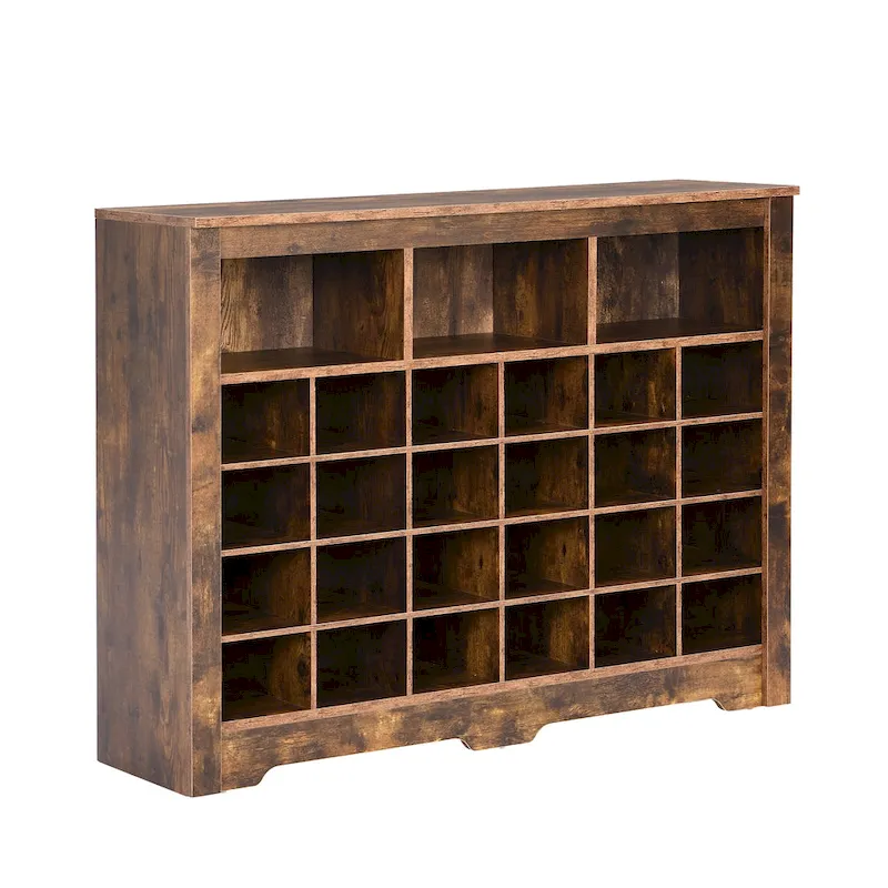 Sleek Design 24 Shoe Cubby Console, Modern Shoe Cabinet with Curved Base
