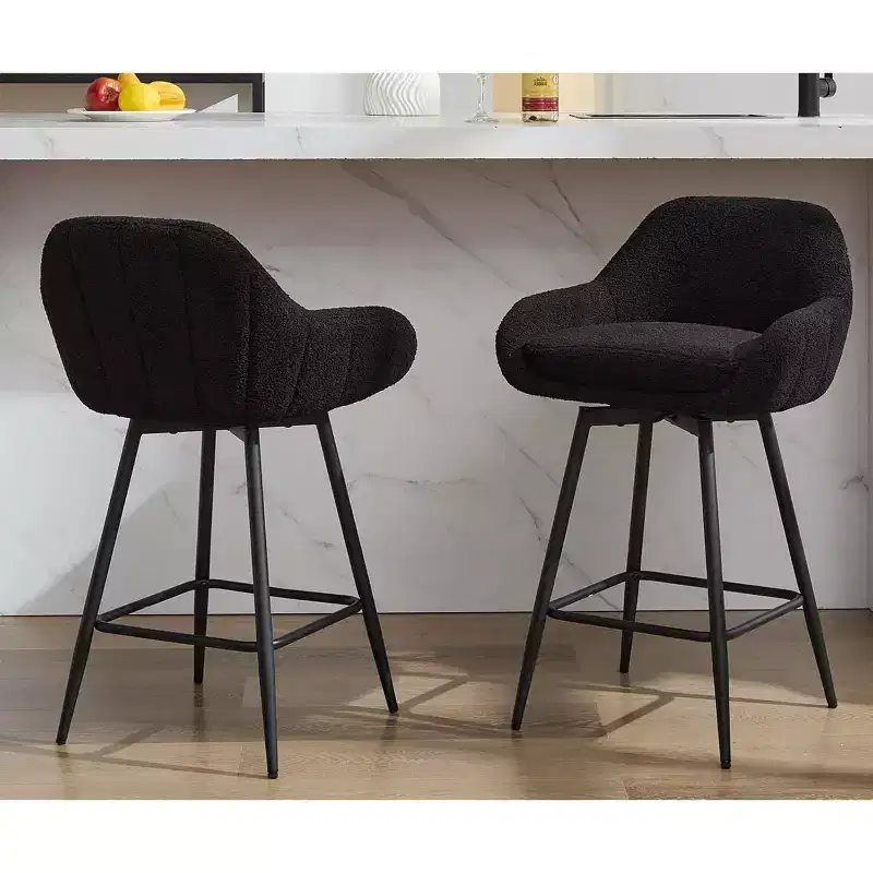 Swivel Counter Stools Set of 2, 26 Counter Bar Stool, Low Backs and Metal Legs, Easy to Assembly, for Bar, Kitchen Island
