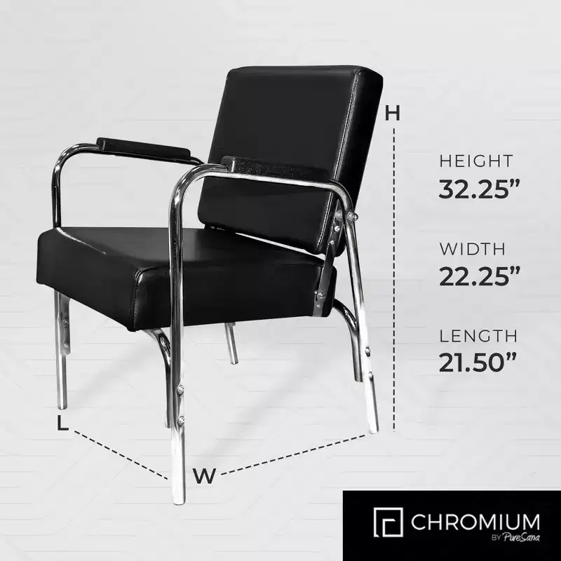 PureSana 5 Pack Chromium Ella Professional Auto Reclining Shampoo Chair with Washable Vinyl, High Density Foam Cushions, and Stainless Steel Frame