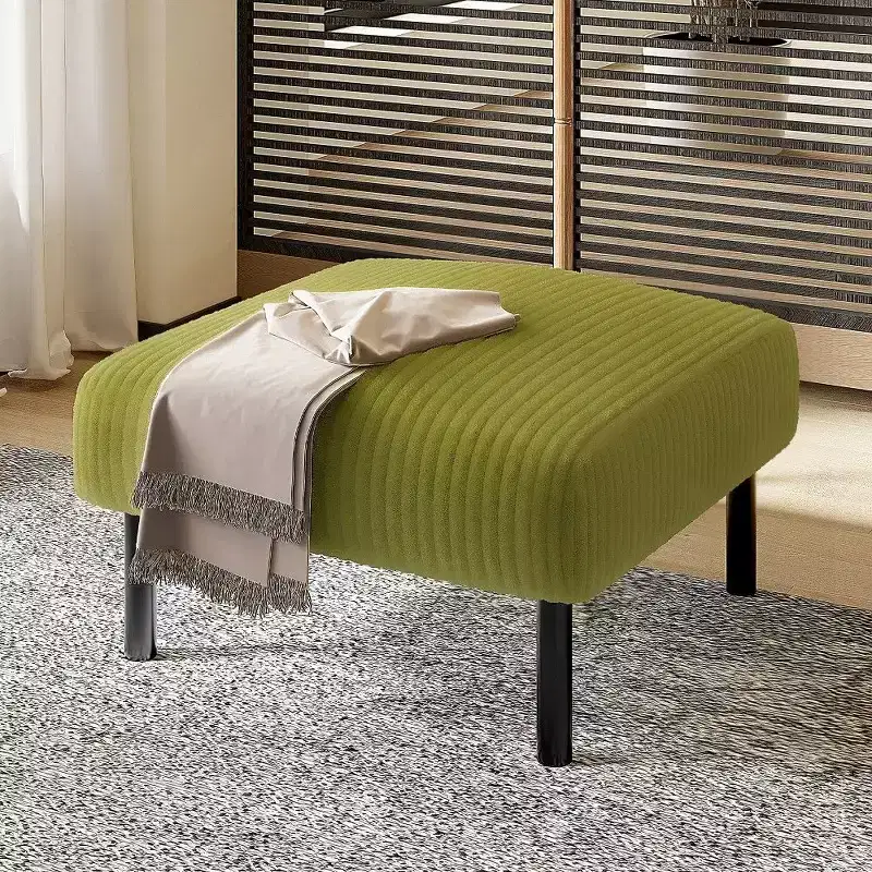 TUYOHW Small Ottoman with Legs,22 Inch Corduroy Footstool 440lbs Capacity,Square Padded Stool for Living Room,Bedroom,Entryway
