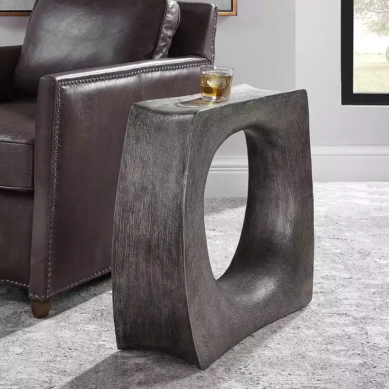 Sculptural Antique Silver Side Table